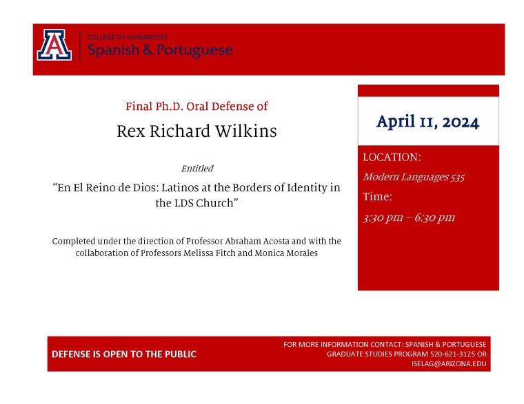 Rex Wilkins Dissertation Flyer
